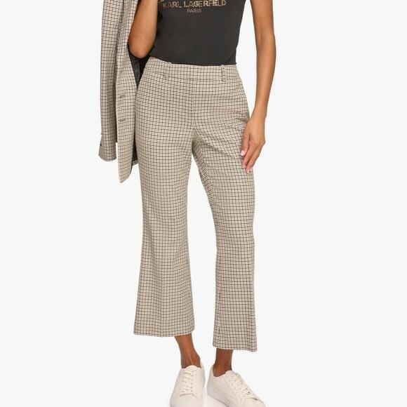 Karl Lagerfeld Pants - Karl Lagerfeld Cropped Plaid Boot Cut Pants Women's Size 10